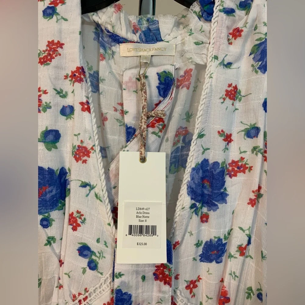 Loveshackfancy Arlo Mini Dress in Blue Notte Size: 8 - Picture 6 of 14